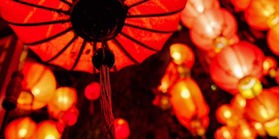 Chinese new year with red lantern
